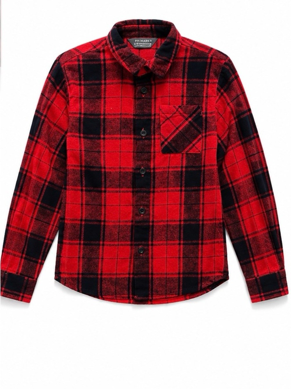 Primark Red and Black Plaid Button-Down Shirt for Kids